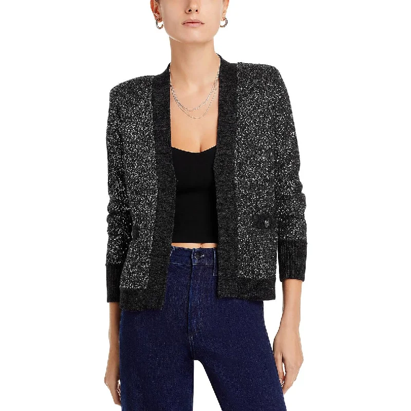 Street Fashion L'Agence Womens Seqi Metallic Cardigan Sweater