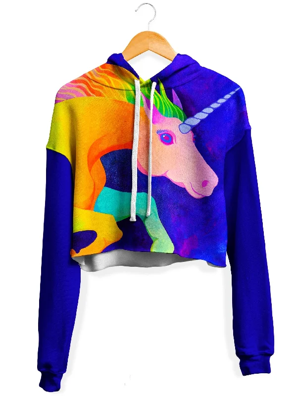 Fashion Must-have Unicorn Fleece Crop Hoodie