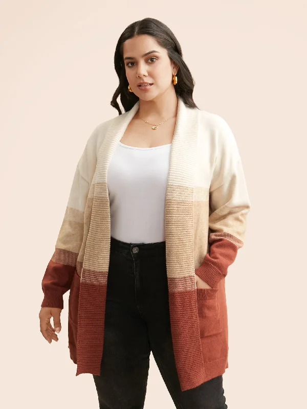 Integrated Design Ombre Contrast Drop Shoulder Cardigan