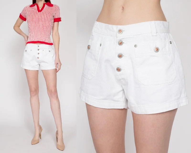 Weekend Style Medium 90s White Button Fly Jean Shorts 28"