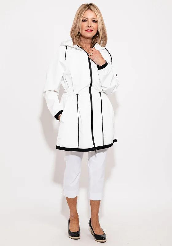 Luxury Customization Noramnn Contrast Trim Raincoat, White