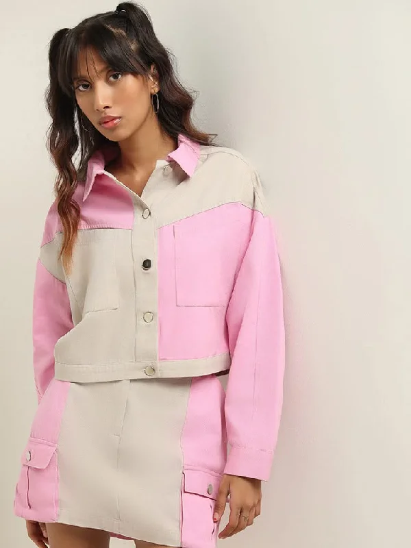 Fashion Expert Nuon Pink Tailored Cotton Jacket