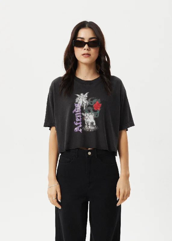 Practical Style AFENDS Womens Nirvana Cropped - Oversized Tee - Stone Black