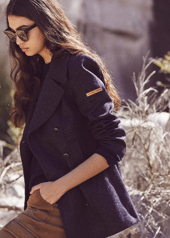 Personal Design Héritage peacoat for women in Merino wool - SAINT JAMES x Atelier Tuffery (INDIGO/CHANVRE)