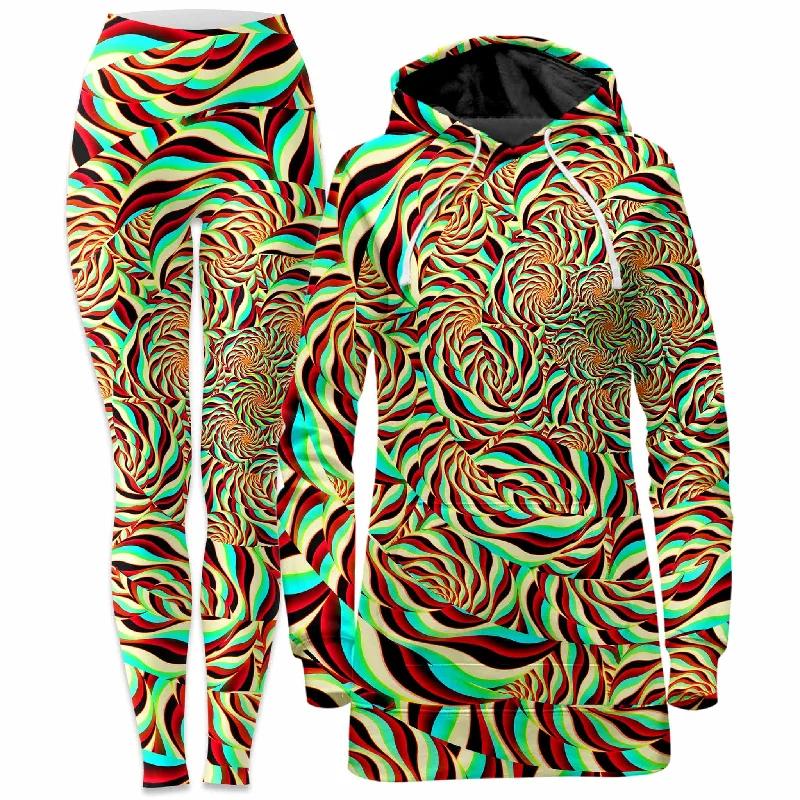 High-end Sense Horizon Trippy Hoodie Dress and Leggings Combo