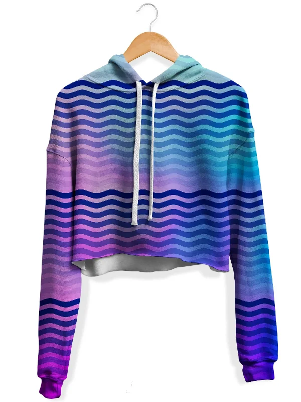 Design Trend Beach Waves Fleece Crop Hoodie