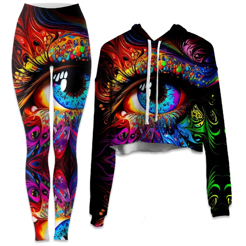 Floral Prints Window to the Soul Crop Hoodie and Leggings Combo