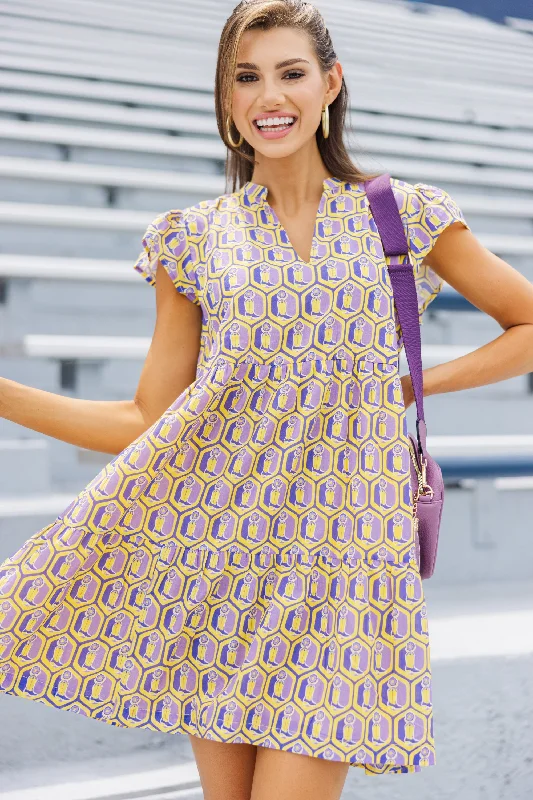 Casual Choice Briton Court: Walk On Yellow Boot Print Dress