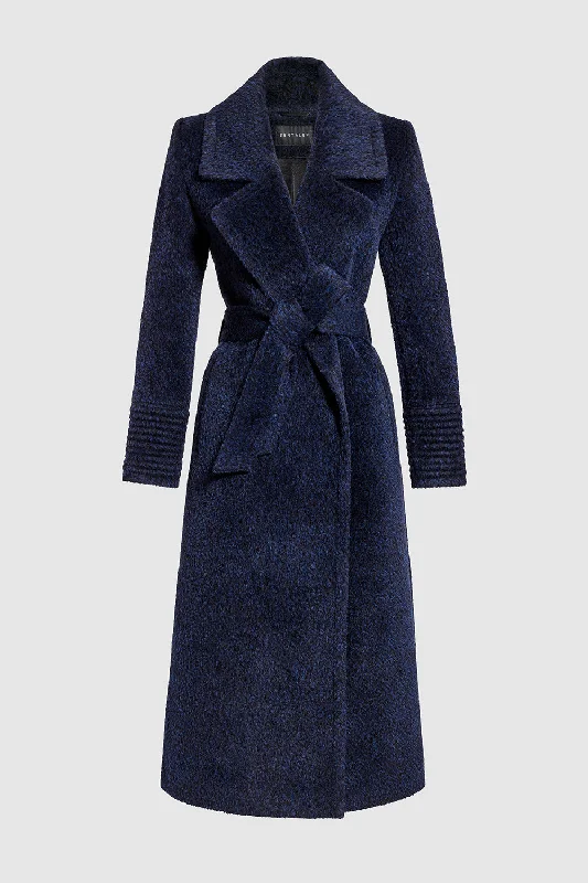 High-end Wear Bouclé Alpaca Long Notched Collar Wrap Coat