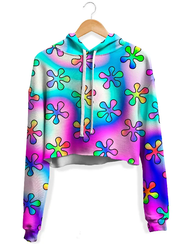 Retro Design Groovy Trip Fleece Crop Hoodie