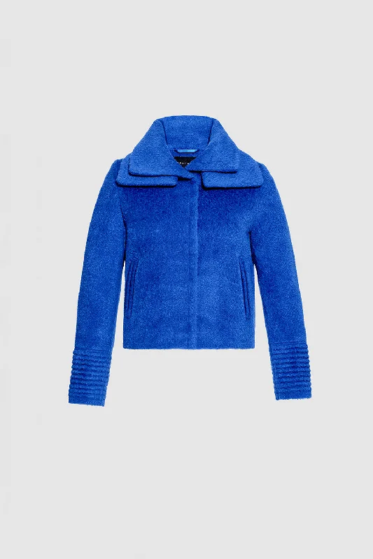 Practical Style Bouclé Alpaca Moto Jacket with Signature Double Collar