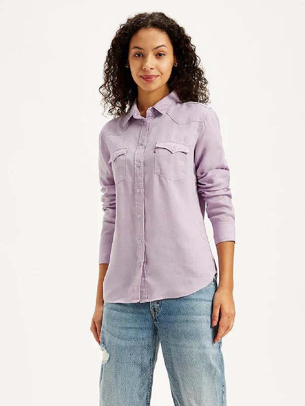 Personal Design Women's Solid Regular Fit Denim Shirt