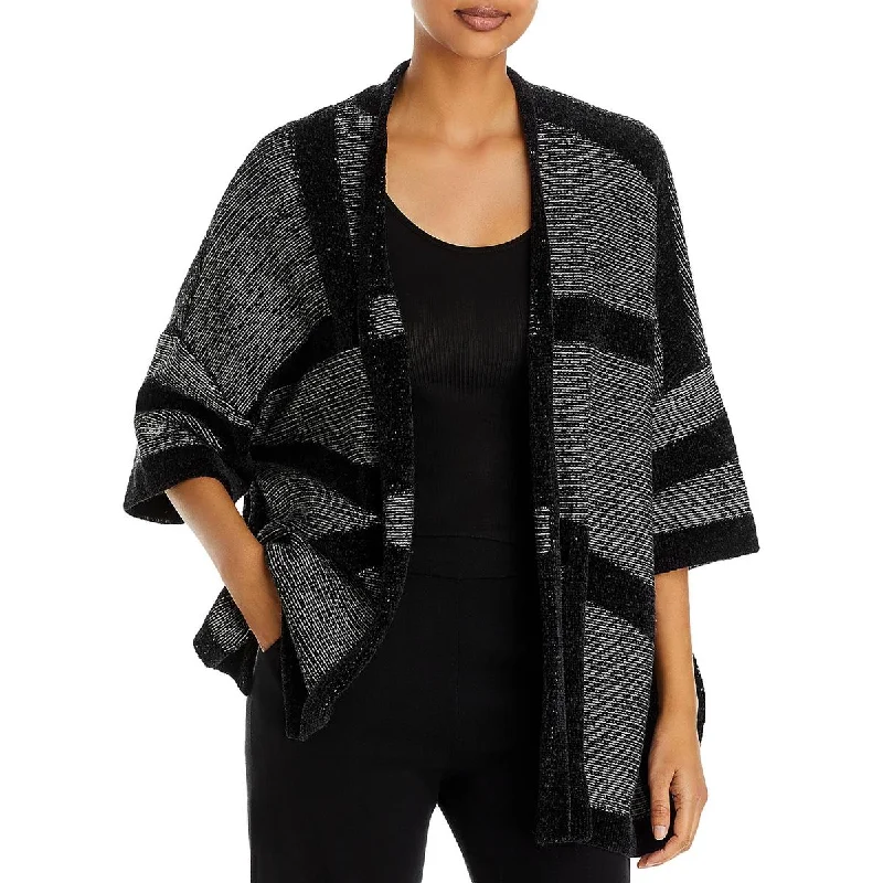 Fashion Pioneer &BASICS Womens Jacquard Side Slits Poncho Sweater