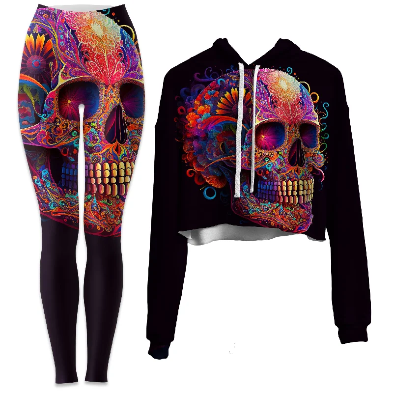 Personalized Series DOTD Skull Crop Hoodie and Leggings Combo