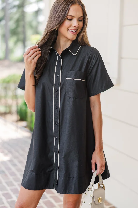 Street Fashion Take You Away Black Button Down Dress