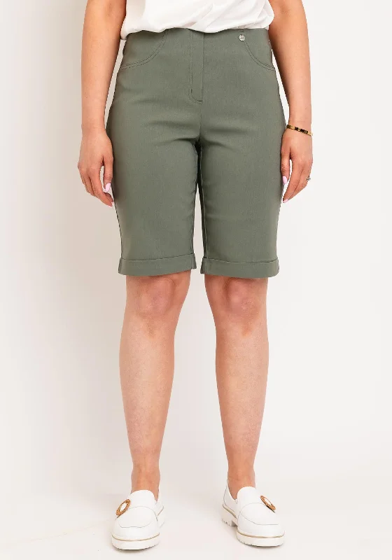 Casual Elegance Robell Bella 04 Turn Up Shorts, Khaki