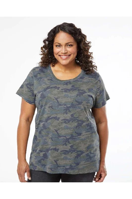 American Style LAT Womens Curvy Collection Fine Jersey Short Sleeve Crewneck T-Shirt - Vintage Camo - Closeout