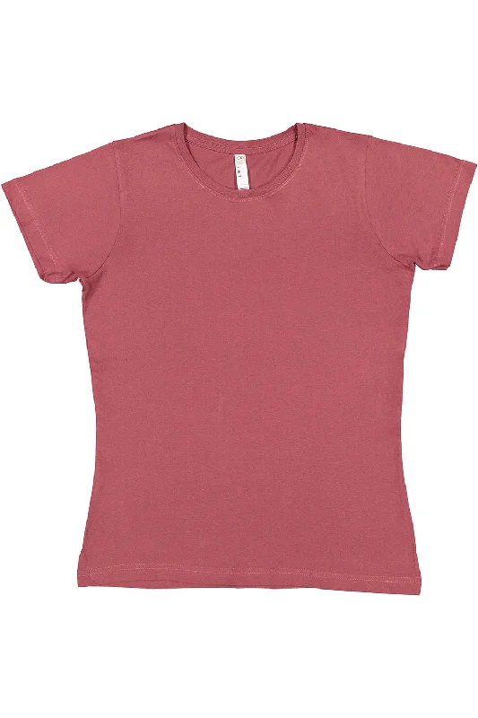 Celebrity Style LAT Womens Fine Jersey Short Sleeve Crewneck T-Shirt - Rouge