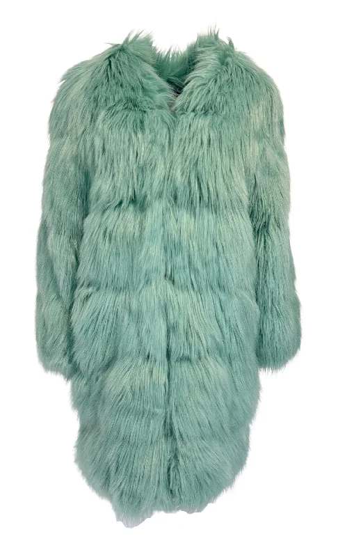 Fashion Pioneer Faux Fur Coat in Mint Color