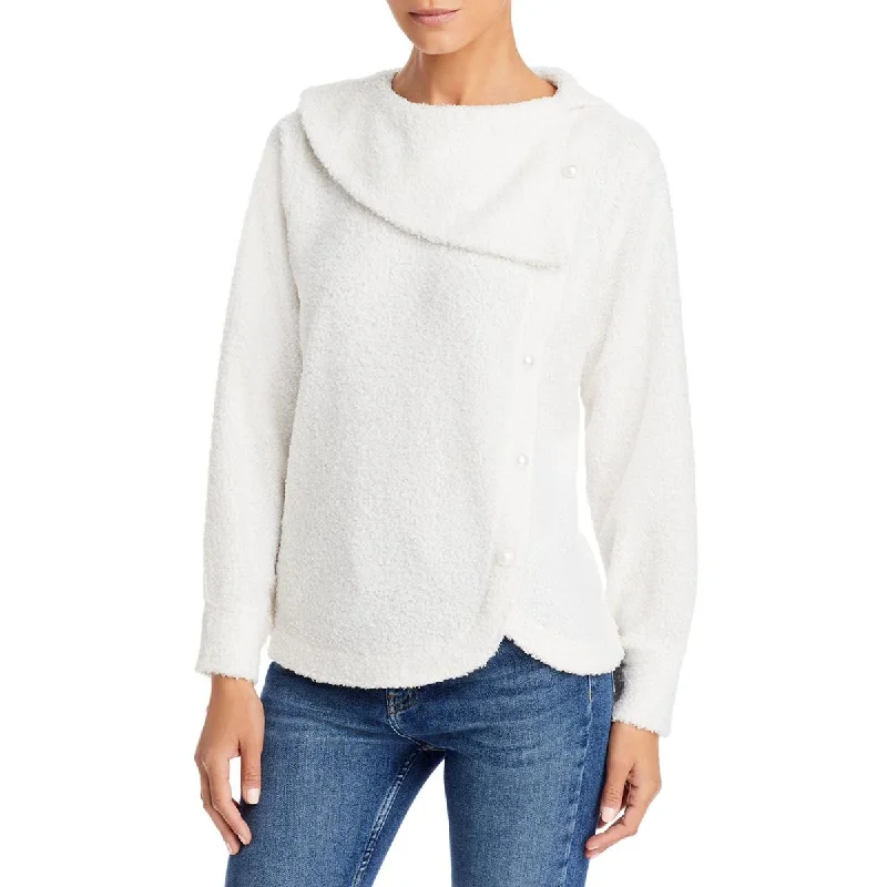 Noble And Elegant Adrienne Vittadini Womens Sherpa Tulip Hem Pullover Sweater