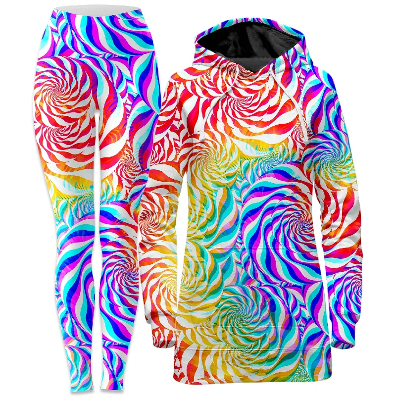 Summer Selection PLUR Rainbow Hoodie Dress and Leggings Combo