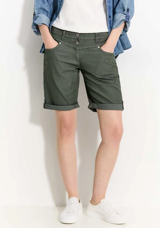 American Style Cecil Subtle Stripe Long Shorts, Cool Khaki