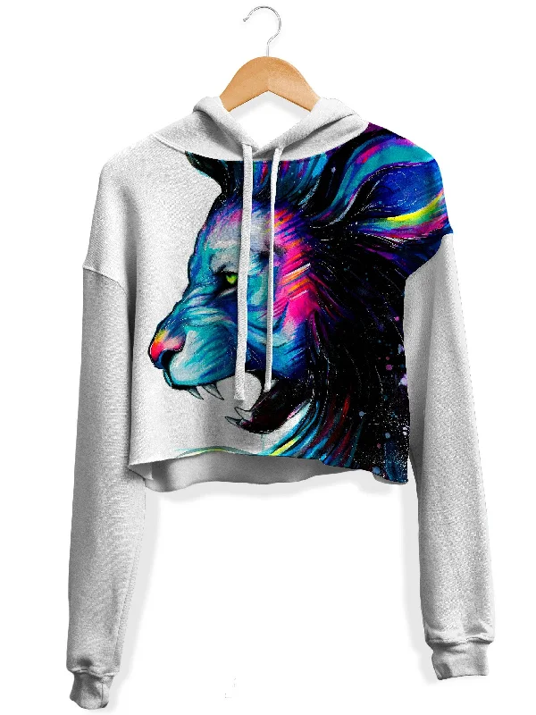 Versatile Itinerary Lion Color Fleece Crop Hoodie