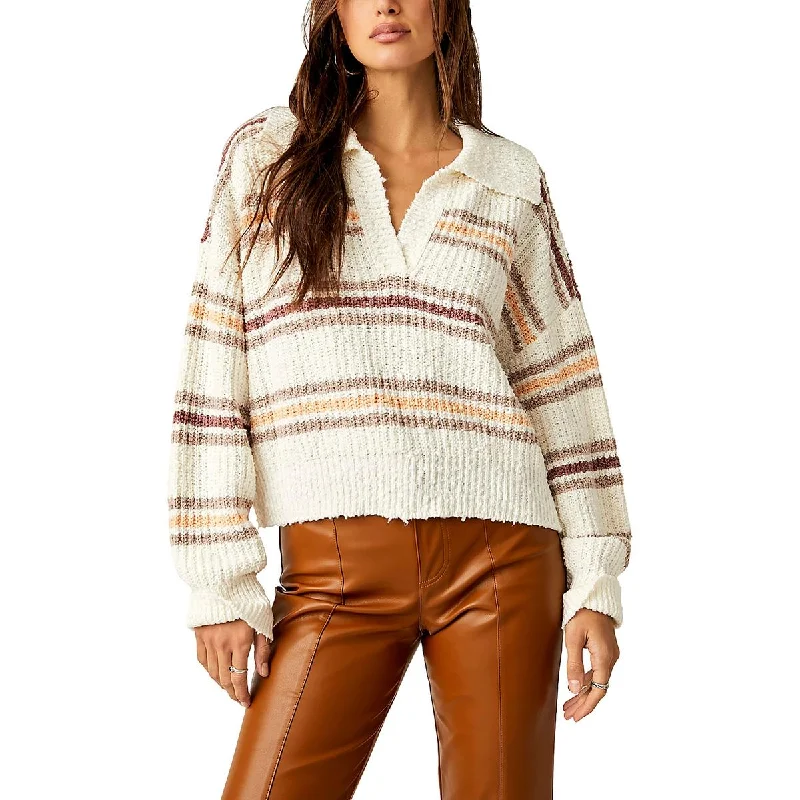 Casual Wear Free People Womens Collared Striped Pullover Sweater