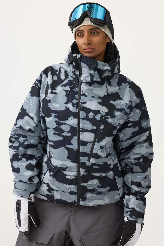 Street Fashion Women's Camouflage Face Vented Multi-pocket Fully Waterproof Snow Jacket