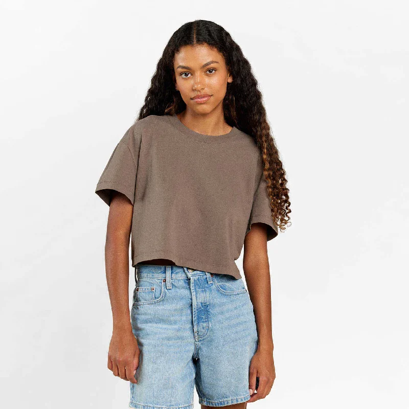 Trendy Items Vintage Cotton Cropped Tee | Mocha