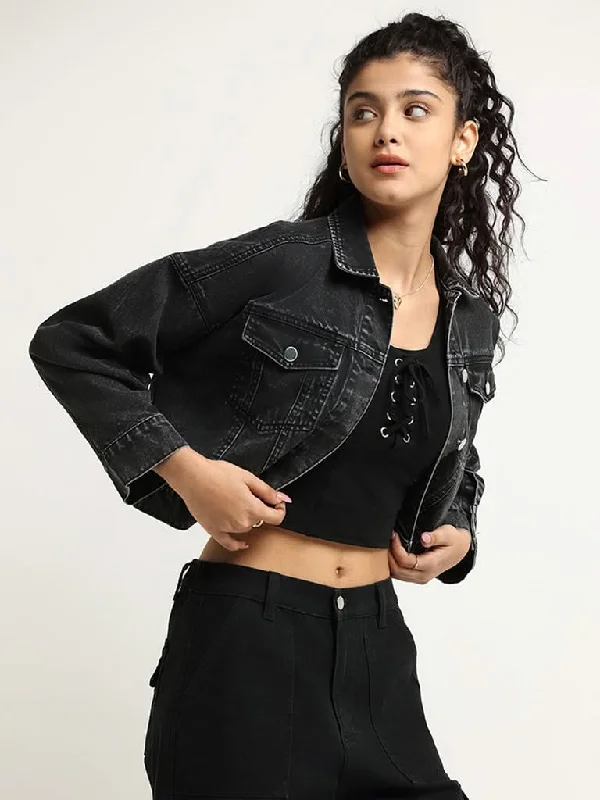 Fashion Must-have Nuon Black Crop Denim Jacket