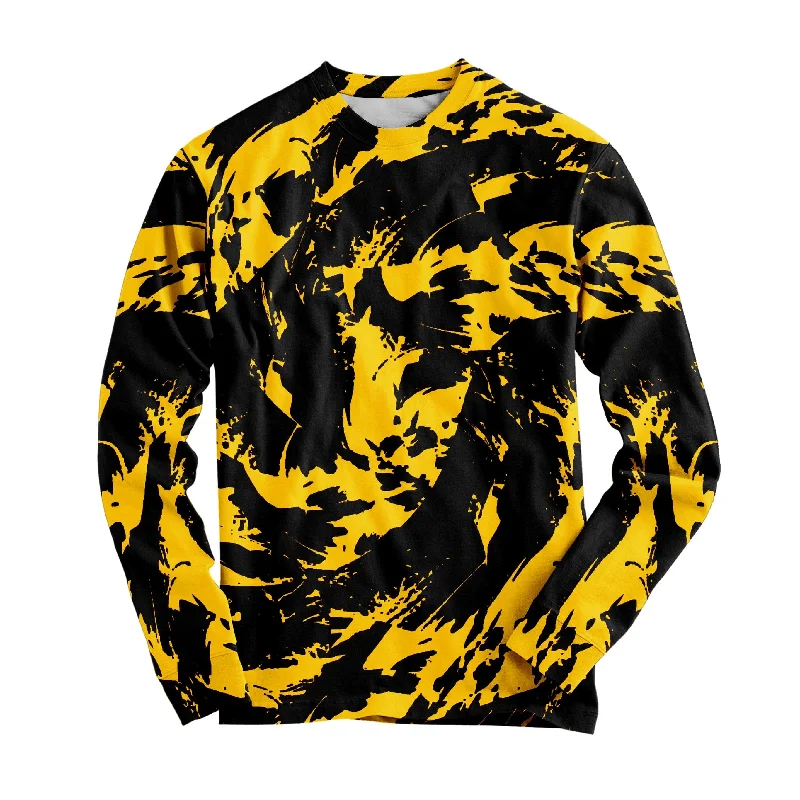 Practical Style Black and Yellow Paint Splatter Long Sleeve