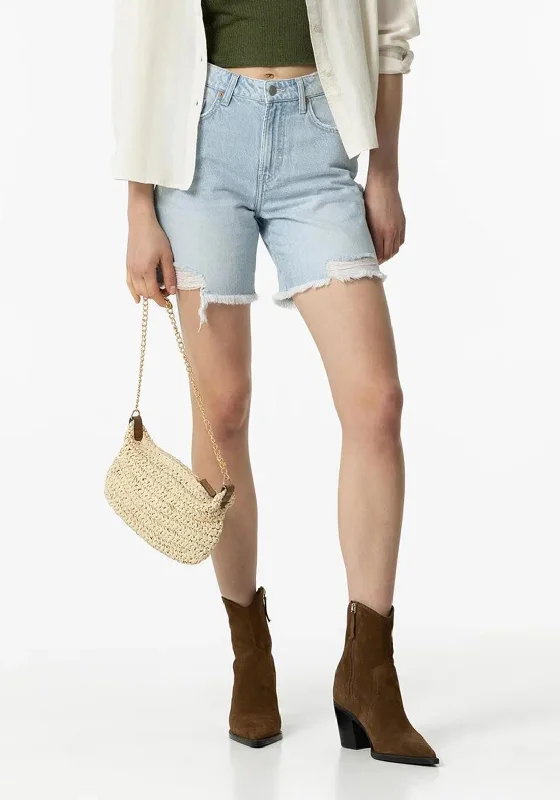 Comfortable Outfits Tiffosi Benny Denim Ripped Effect Shorts, Light Blue Wash