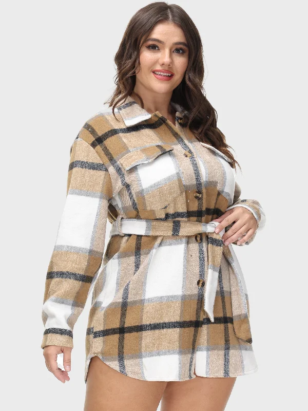 High-end Customization Vintage Plaid Tied Tweed Coat Dress