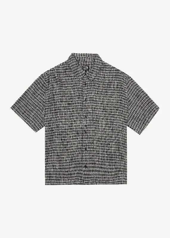 Fresh Wear AFENDS Mens Asta - Seer Sucker Regular Shirt - Steel Check