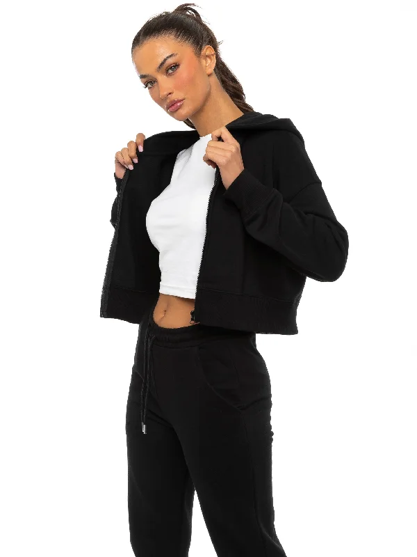 High Street Design Enzo | Womens Cropped Zipped Hoodie