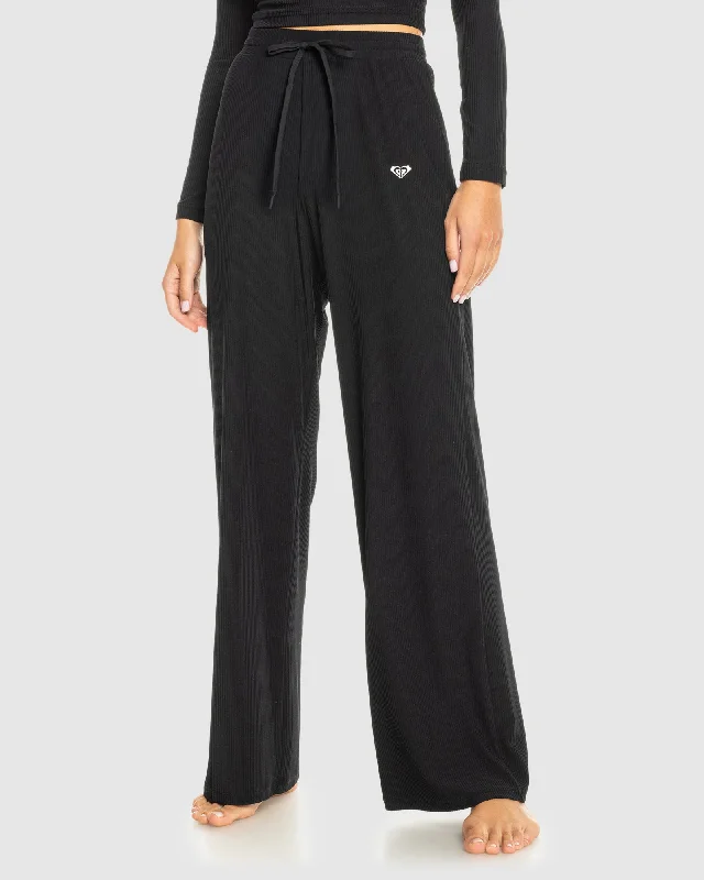 Design Trend Womens Rise & Vibe Rib Wide Leg Pants