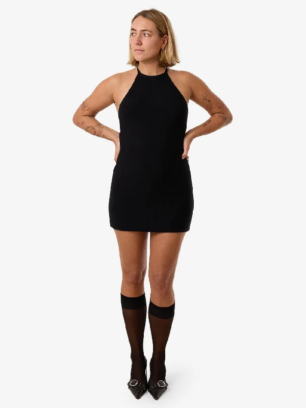 Cove Knitted Halter Neck Dress - Black