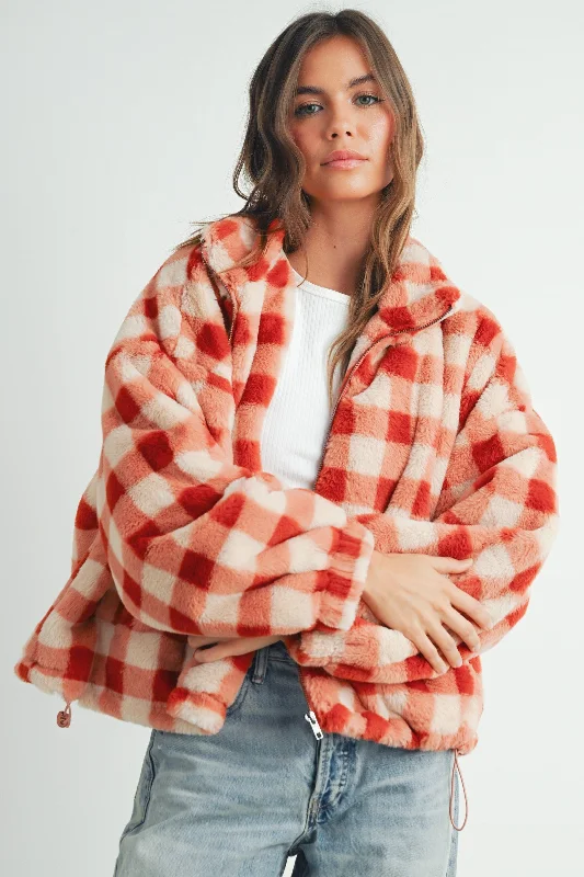 Drop Shoulder Plaid Jacket