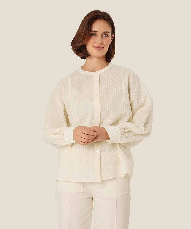 Relaxed Style Trendy items Inisa Seersucker Long Sleeve Shirt