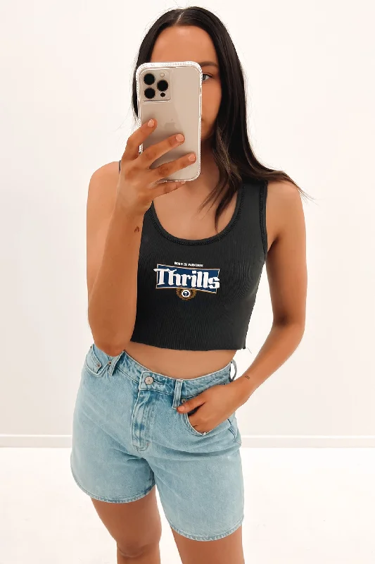 King Of Thrills Crop Rib Singlet Merch Black