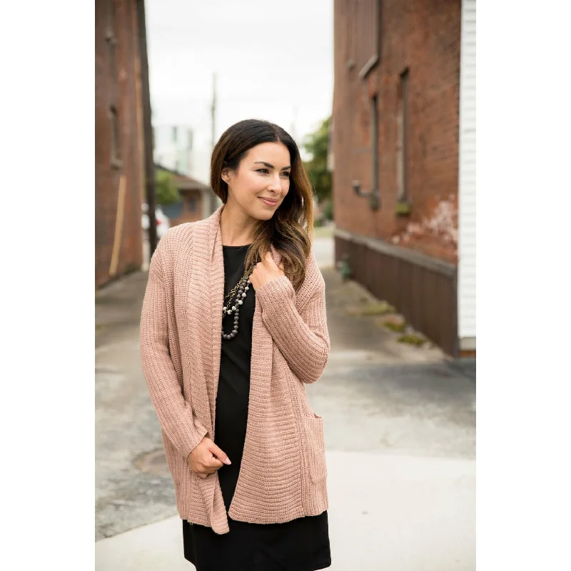 Mauve Heavy Knit Cardigan