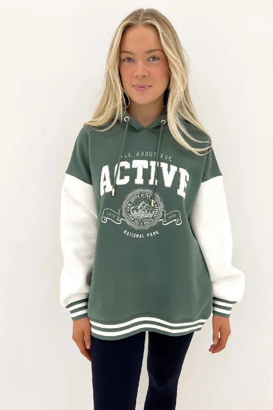 National Contrast Hoody Green