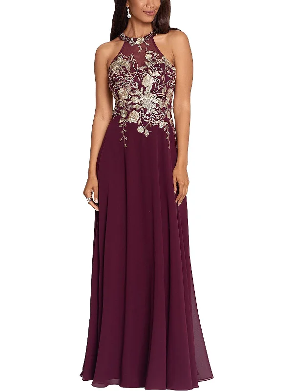 Classic Style Formal dress Petites Womens Embroidered Long Evening Dress