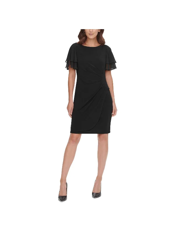 Petites Womens Work Short Sheath Dress