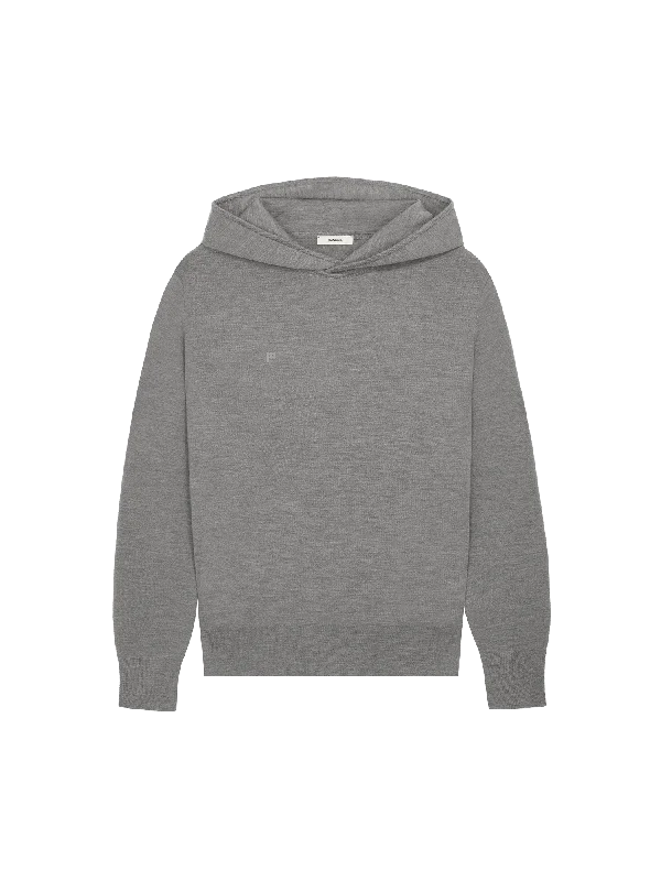 Womens Regenerative Merino Wool Hoodie—grey marl