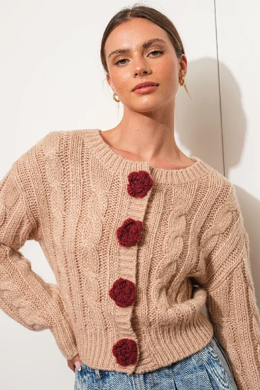 Fashion Must-have Street fashion Rose Button Cardigan