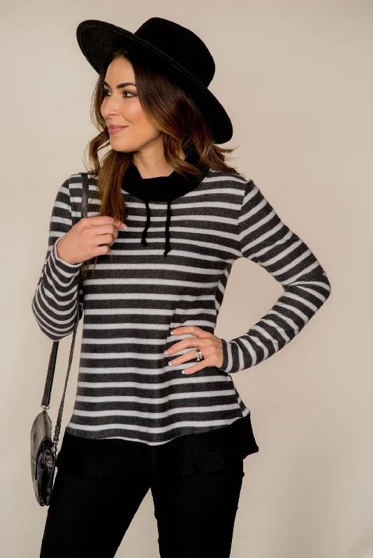 So Soft Striped Solid Trim Sweatshirt