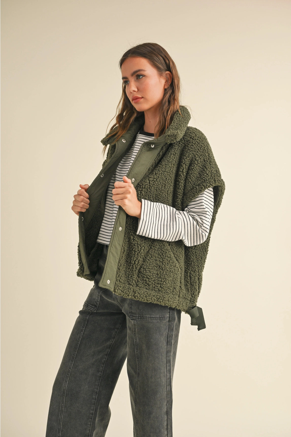 Soft Fashion Luxury customization Teddy Utility Vest - Olive