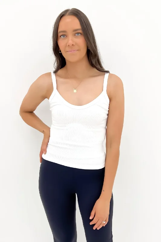 Winnie Ribbed Singlet White